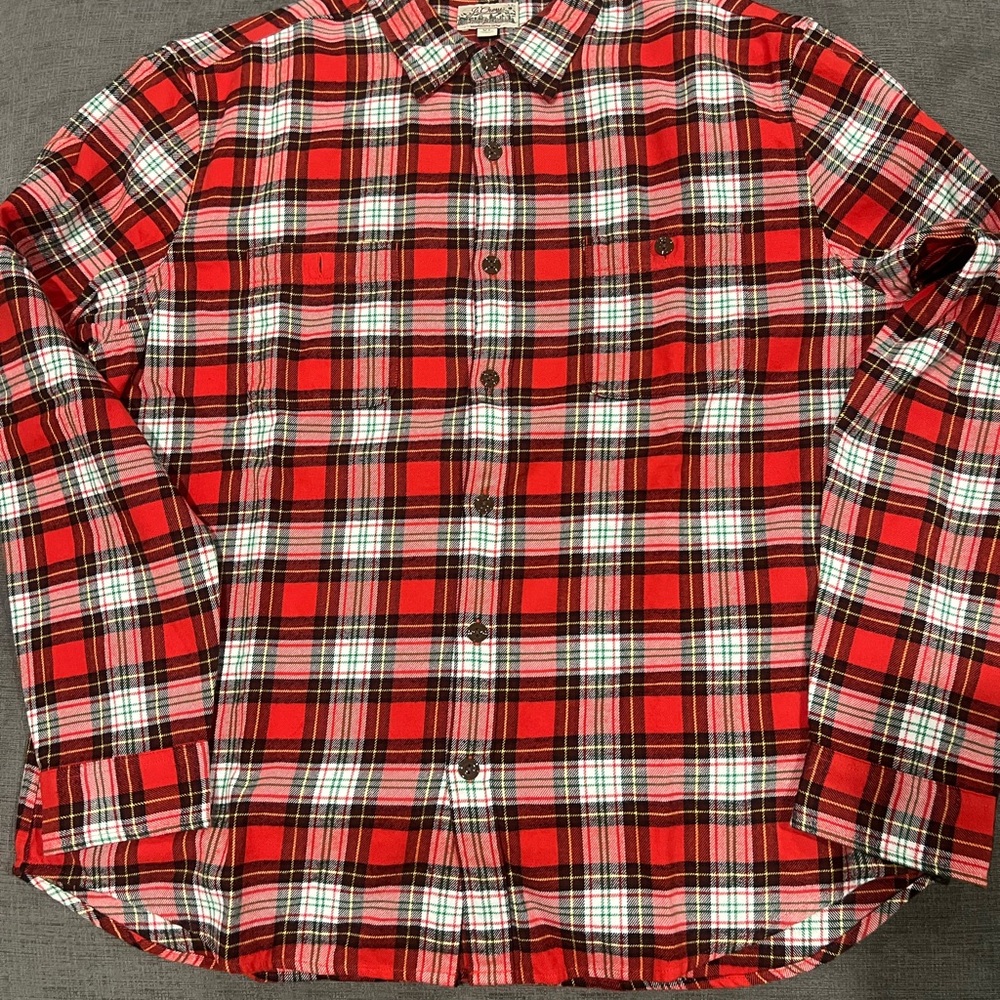J. Crew Red and White Plaid Button-Down Shirt